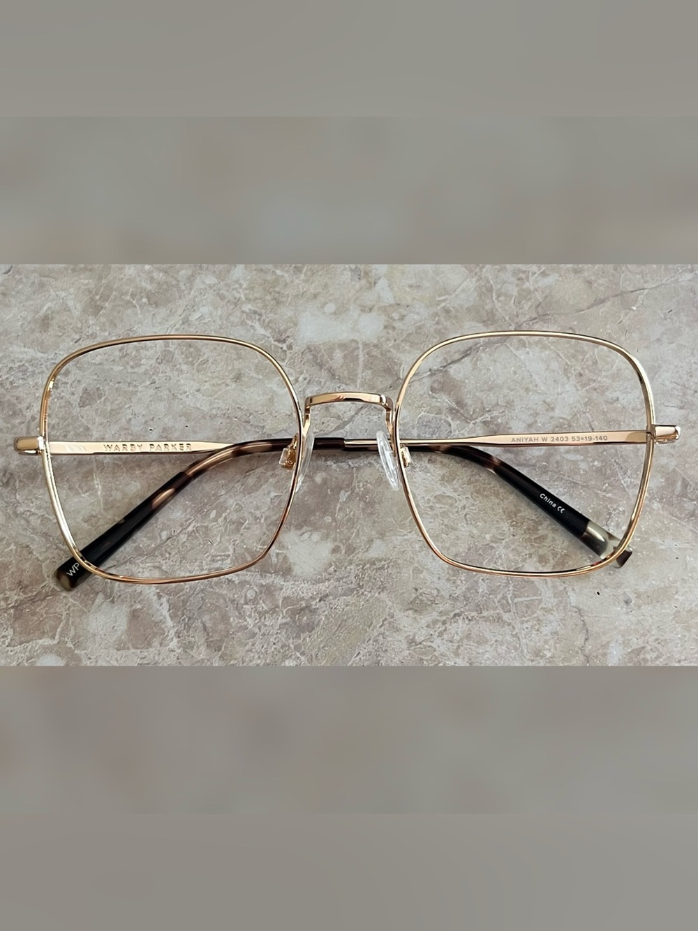 Warby Parker Women's Aniyah Eyeglasses Frames Gold & Brown Color